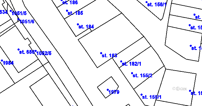 Parcela st. 183 v KÚ Šakvice, Katastrální mapa