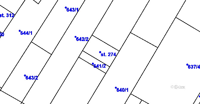 Parcela st. 274 v KÚ Šakvice, Katastrální mapa