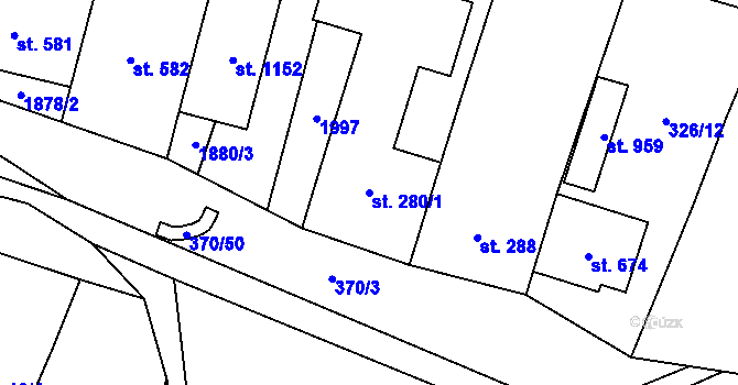 Parcela st. 280/1 v KÚ Šakvice, Katastrální mapa