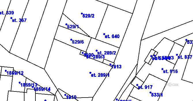 Parcela st. 289/2 v KÚ Šakvice, Katastrální mapa