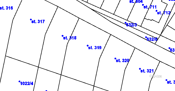Parcela st. 319 v KÚ Šakvice, Katastrální mapa