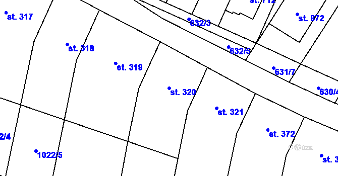Parcela st. 320 v KÚ Šakvice, Katastrální mapa