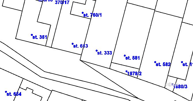 Parcela st. 333 v KÚ Šakvice, Katastrální mapa