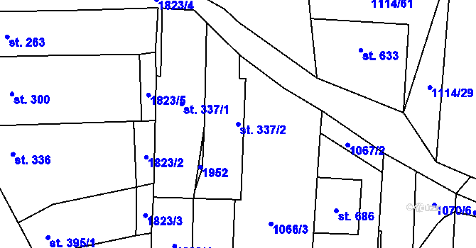 Parcela st. 337/2 v KÚ Šakvice, Katastrální mapa