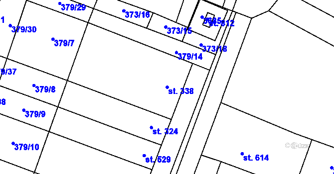 Parcela st. 338 v KÚ Šakvice, Katastrální mapa