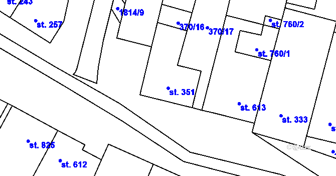 Parcela st. 351 v KÚ Šakvice, Katastrální mapa