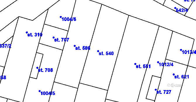 Parcela st. 540 v KÚ Šakvice, Katastrální mapa
