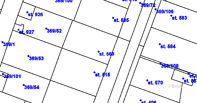 Parcela st. 569 v KÚ Šakvice, Katastrální mapa