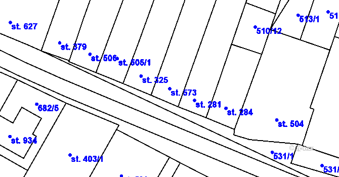 Parcela st. 573 v KÚ Šakvice, Katastrální mapa