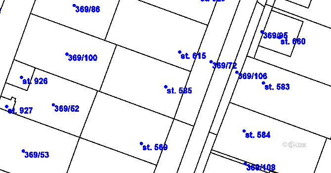 Parcela st. 585 v KÚ Šakvice, Katastrální mapa