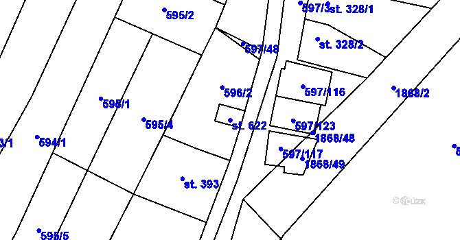 Parcela st. 622 v KÚ Šakvice, Katastrální mapa