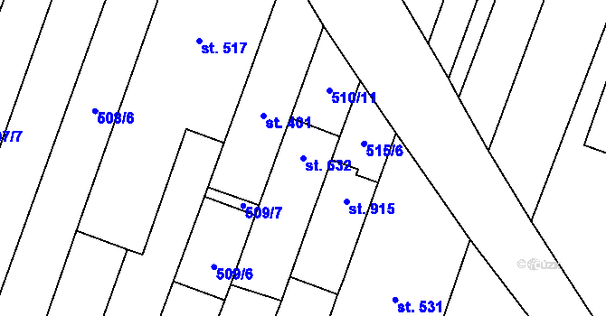 Parcela st. 632 v KÚ Šakvice, Katastrální mapa