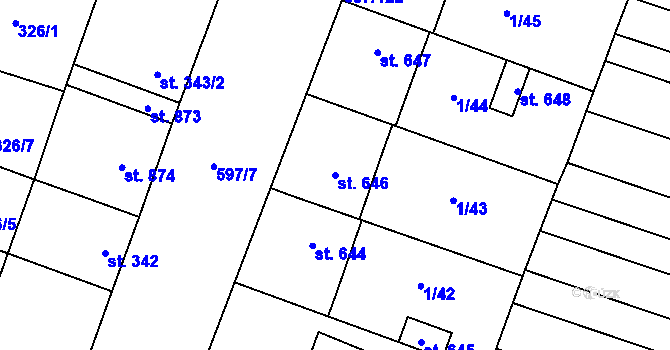 Parcela st. 646 v KÚ Šakvice, Katastrální mapa