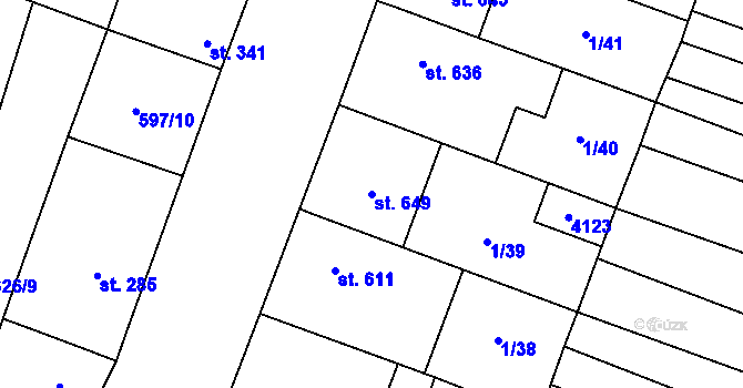 Parcela st. 649 v KÚ Šakvice, Katastrální mapa