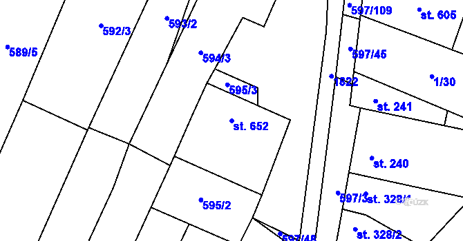 Parcela st. 652 v KÚ Šakvice, Katastrální mapa