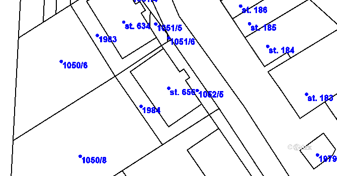 Parcela st. 656 v KÚ Šakvice, Katastrální mapa