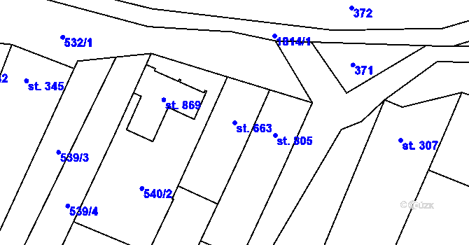 Parcela st. 663 v KÚ Šakvice, Katastrální mapa