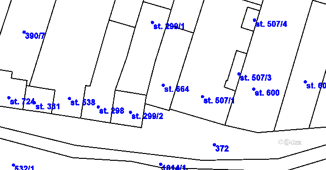 Parcela st. 664 v KÚ Šakvice, Katastrální mapa