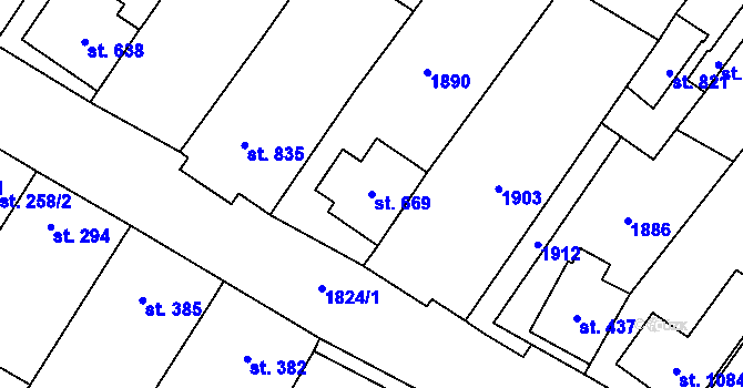 Parcela st. 669 v KÚ Šakvice, Katastrální mapa