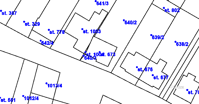Parcela st. 673 v KÚ Šakvice, Katastrální mapa