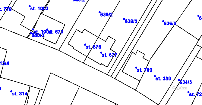 Parcela st. 677 v KÚ Šakvice, Katastrální mapa