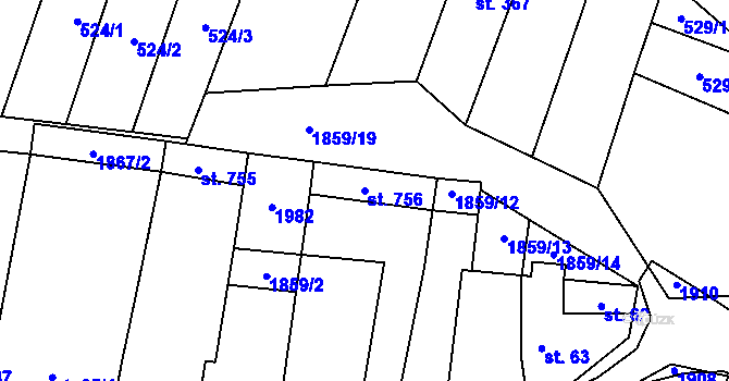 Parcela st. 756 v KÚ Šakvice, Katastrální mapa