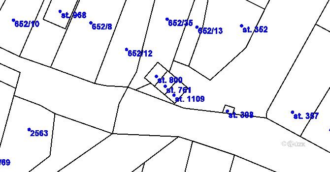 Parcela st. 761 v KÚ Šakvice, Katastrální mapa