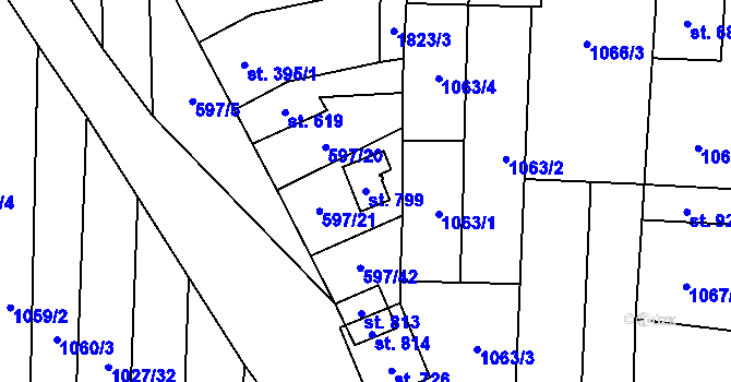 Parcela st. 799 v KÚ Šakvice, Katastrální mapa