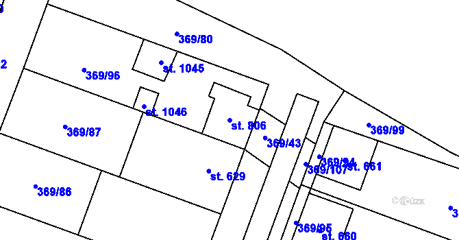 Parcela st. 806 v KÚ Šakvice, Katastrální mapa