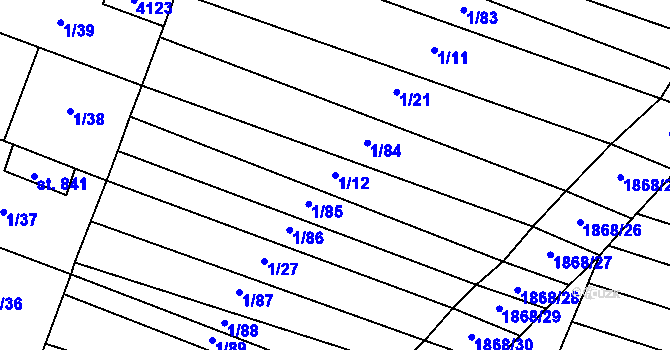 Parcela st. 1/12 v KÚ Šakvice, Katastrální mapa