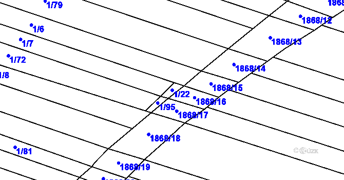 Parcela st. 1/22 v KÚ Šakvice, Katastrální mapa