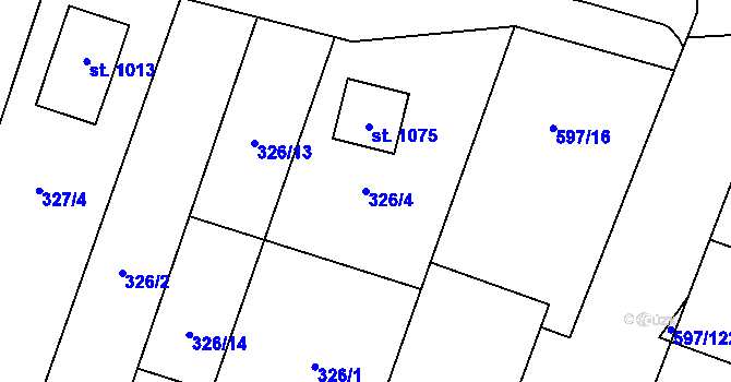 Parcela st. 326/4 v KÚ Šakvice, Katastrální mapa