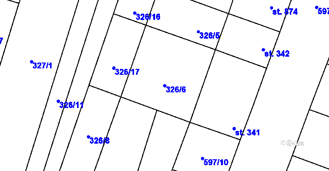 Parcela st. 326/6 v KÚ Šakvice, Katastrální mapa
