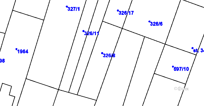 Parcela st. 326/8 v KÚ Šakvice, Katastrální mapa