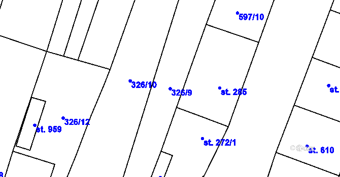 Parcela st. 326/9 v KÚ Šakvice, Katastrální mapa