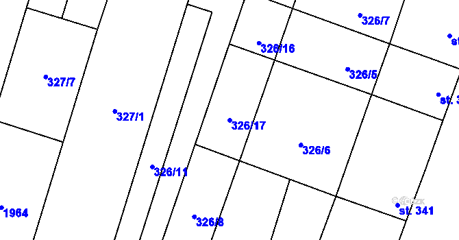 Parcela st. 326/17 v KÚ Šakvice, Katastrální mapa