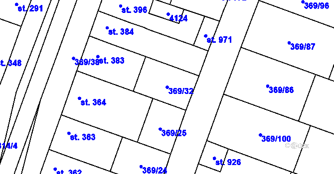 Parcela st. 369/32 v KÚ Šakvice, Katastrální mapa
