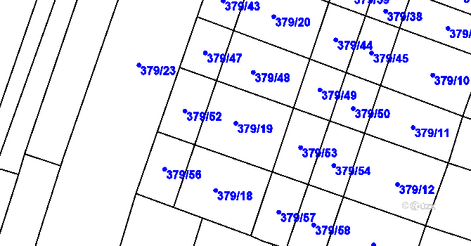 Parcela st. 379/19 v KÚ Šakvice, Katastrální mapa