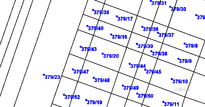Parcela st. 379/20 v KÚ Šakvice, Katastrální mapa