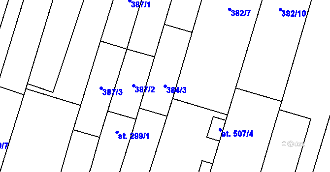 Parcela st. 384/3 v KÚ Šakvice, Katastrální mapa