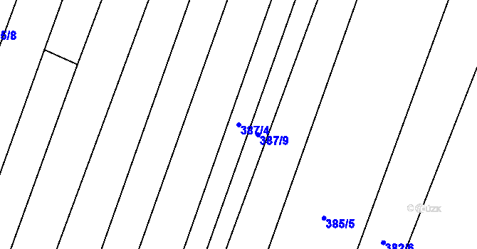 Parcela st. 387/4 v KÚ Šakvice, Katastrální mapa