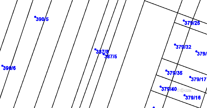 Parcela st. 387/5 v KÚ Šakvice, Katastrální mapa