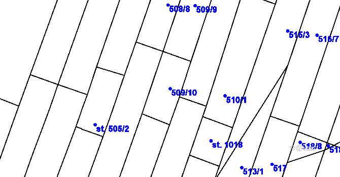 Parcela st. 509/10 v KÚ Šakvice, Katastrální mapa