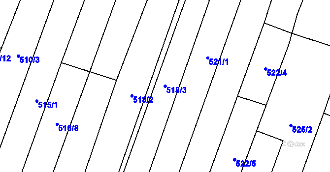 Parcela st. 518/3 v KÚ Šakvice, Katastrální mapa