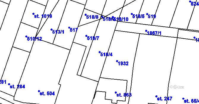 Parcela st. 518/4 v KÚ Šakvice, Katastrální mapa