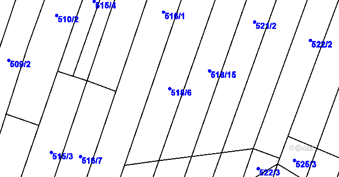 Parcela st. 518/6 v KÚ Šakvice, Katastrální mapa