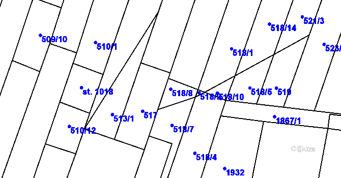 Parcela st. 518/8 v KÚ Šakvice, Katastrální mapa