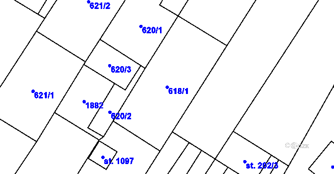 Parcela st. 618/1 v KÚ Šakvice, Katastrální mapa
