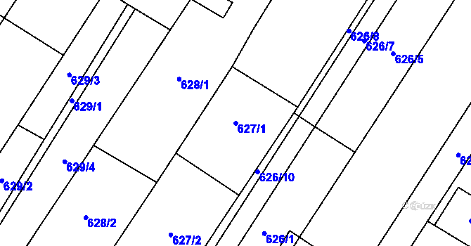 Parcela st. 627/1 v KÚ Šakvice, Katastrální mapa