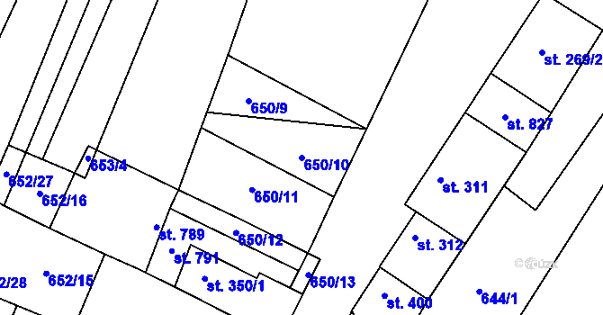 Parcela st. 650/10 v KÚ Šakvice, Katastrální mapa